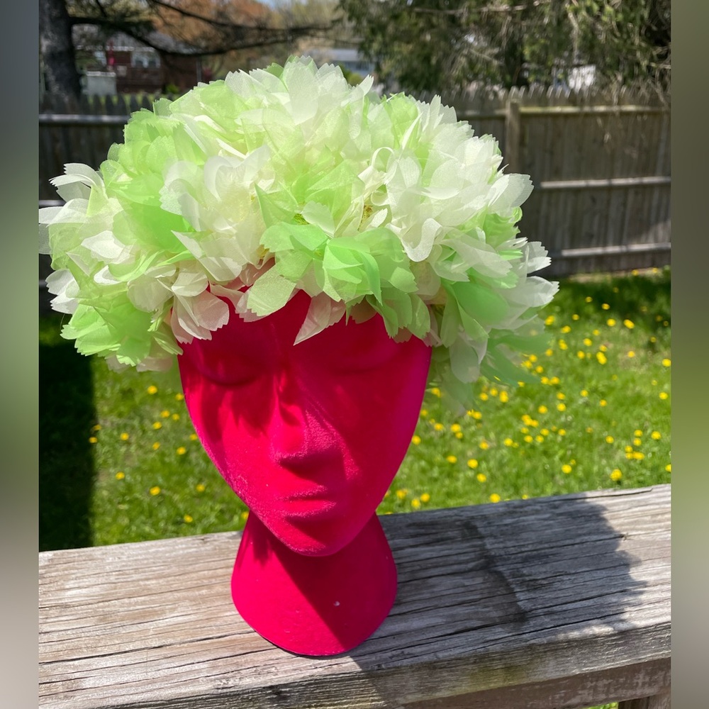 Vintage Floral Netted Wig Hat Green